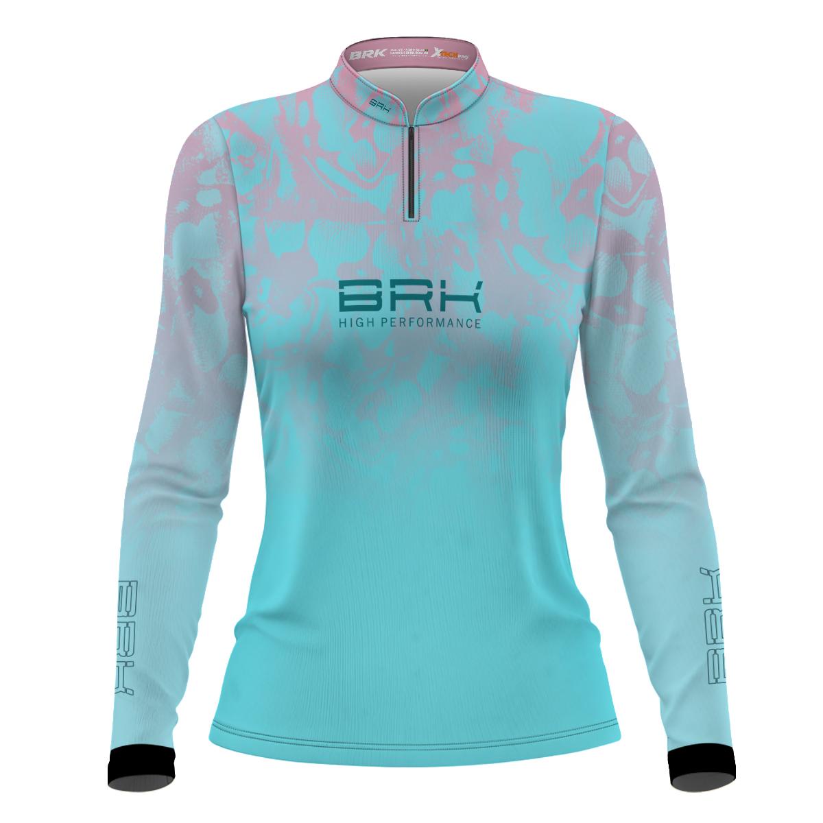 Camisa Agro Brk Feminina Ciano com Rosa com Proteção Solar UV50+ - Brk Agro