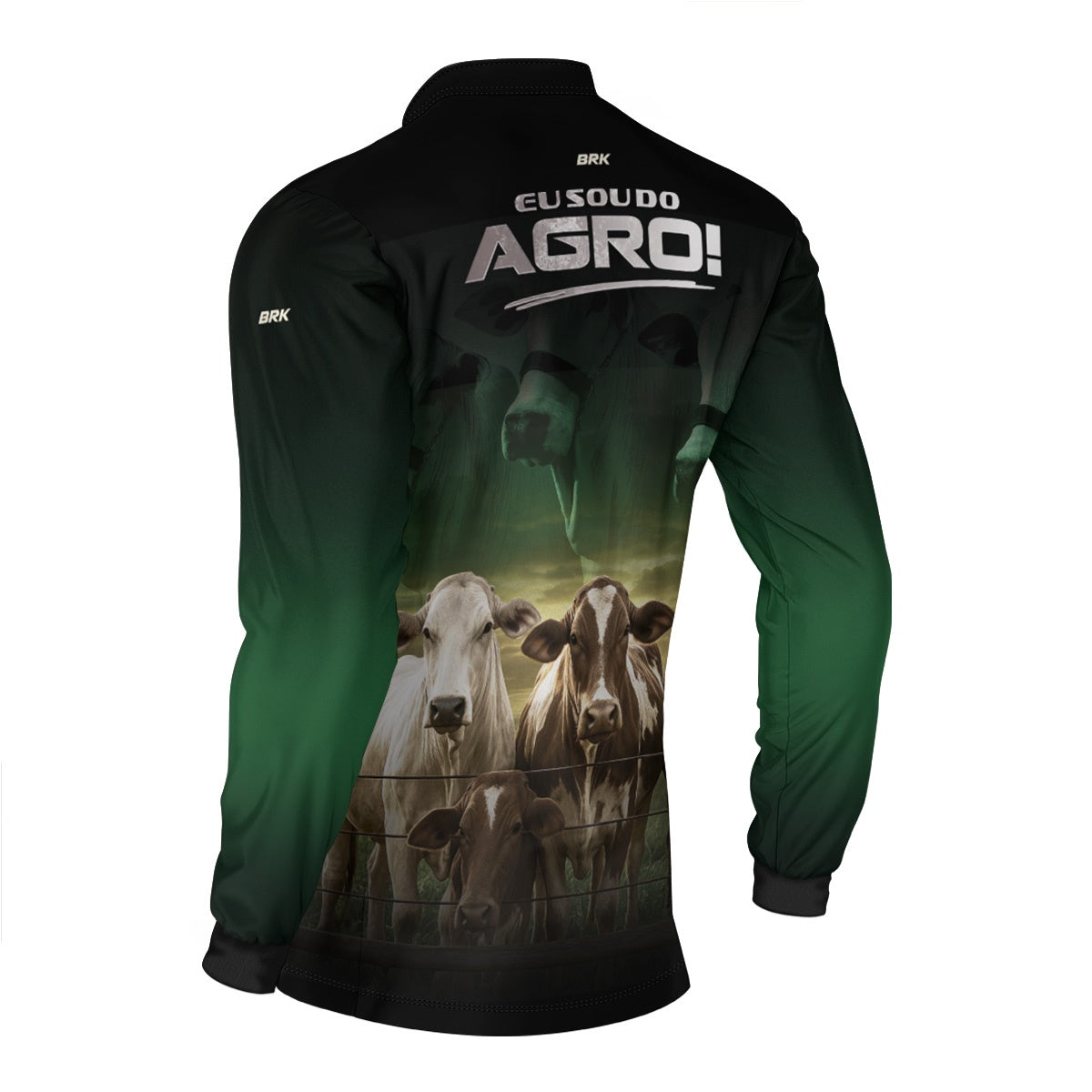 Camisa Agro Brk Eu Sou do Agro Pecuária Preto e Verde com Proteção UV50 - Envio Imediato - Brk Agro