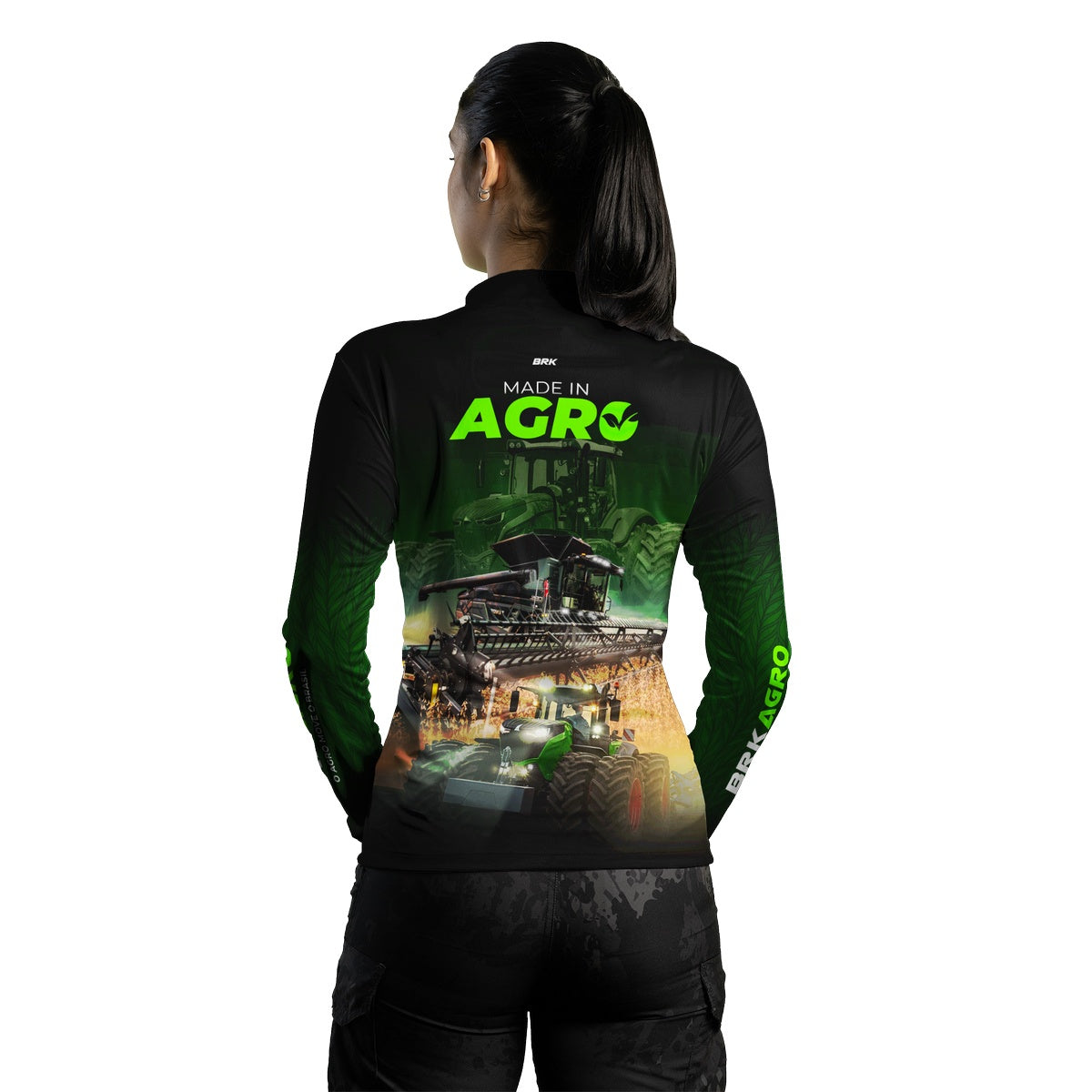 Camisa Feminina Agro Brk Made in Agro Produtor de Soja com Proteção Solar UV50+ - Brk Agro
