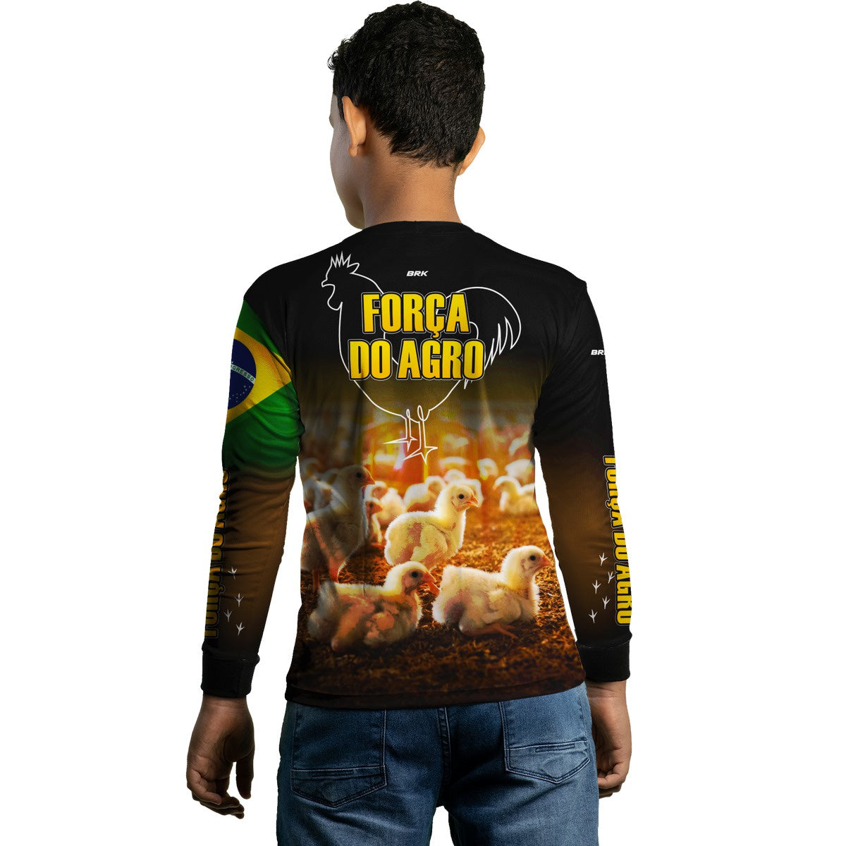 Camisa Infantil Agro Brk Força do Agro - Granja com Proteção Solar UV50+ - Brk Agro