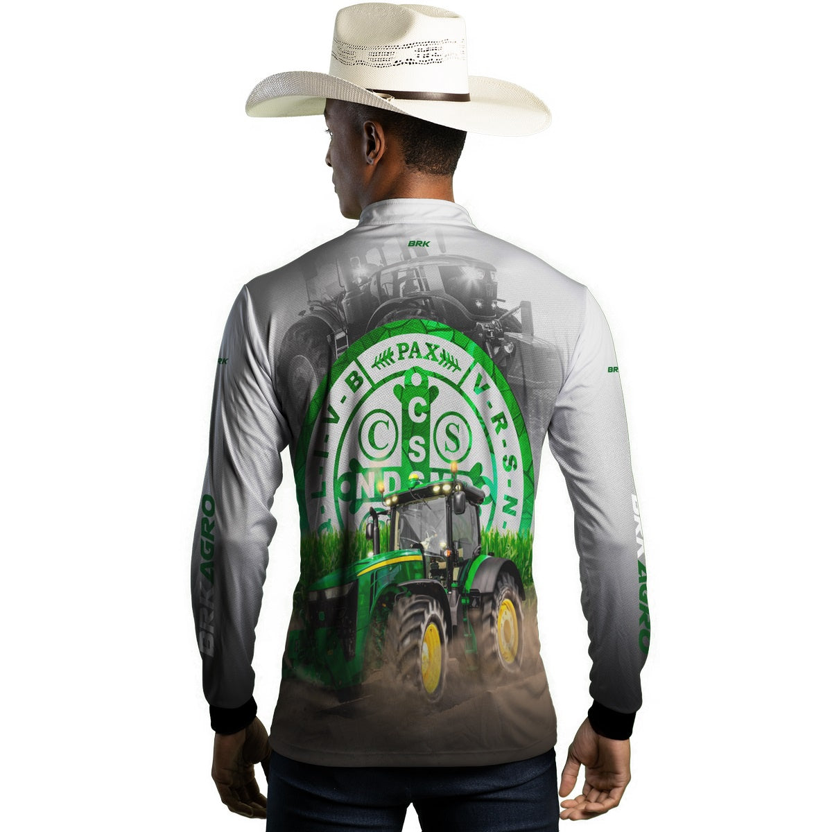 Camisa Agro Brk Trator São Bento Branca com UV50+ - BRK AGRO