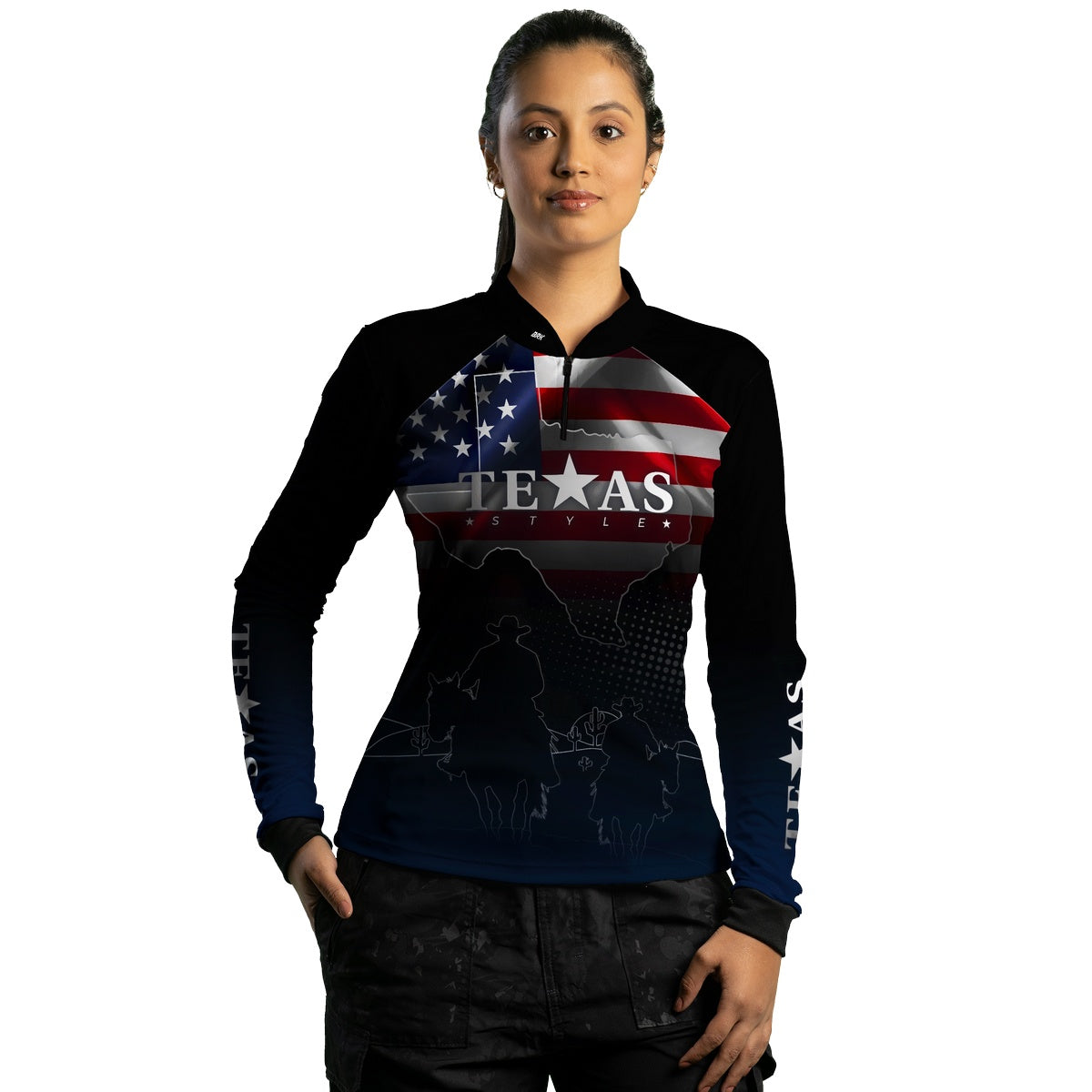 Camisa Feminina Agro Brk Texas Bandeira Estados Unidos com UV50+ - Brk Agro