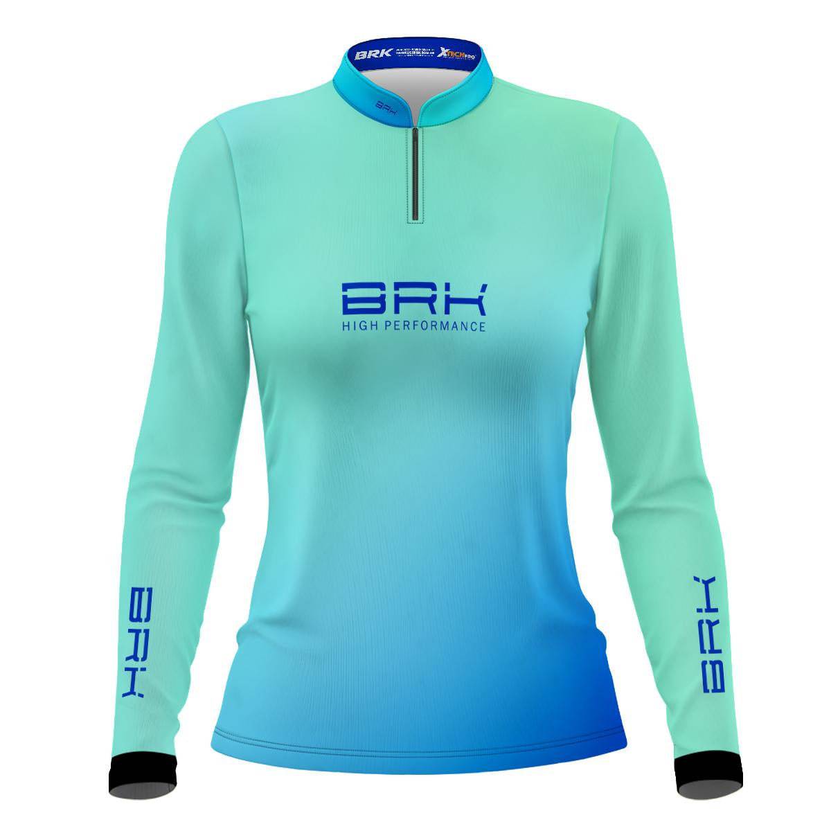 Camisa Agro Brk Feminina Azul e Verde com Proteção Solar UV50+ - Brk Agro