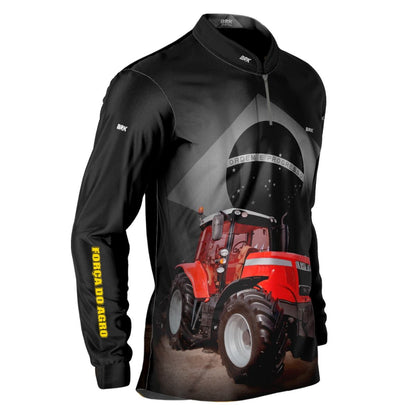 Camisa Agro Brk Trator Vermelho Brasil com Proteção Solar UV50+ - Brk Agro