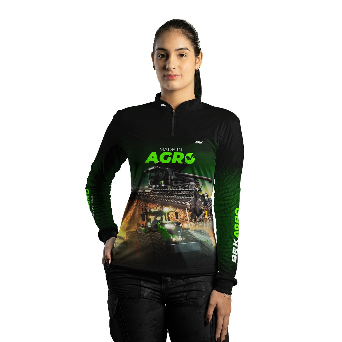 Camisa Feminina Agro Brk Made in Agro Produtor de Soja com Proteção Solar UV50+ - Brk Agro