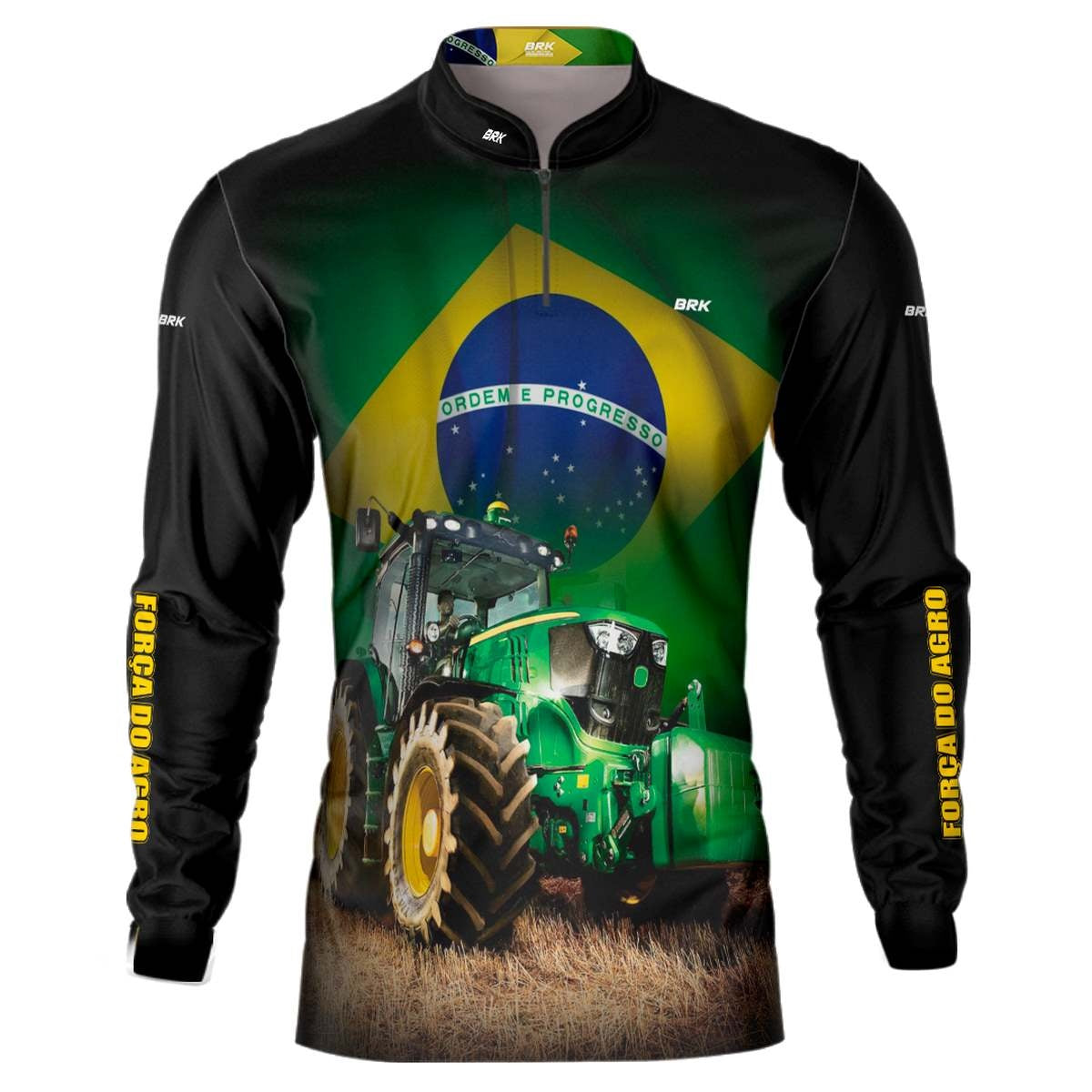 Camisa Agro Brk Trator Verde Brasil Com Proteção Solar UV50+ Envio Imediato - Brk Agro