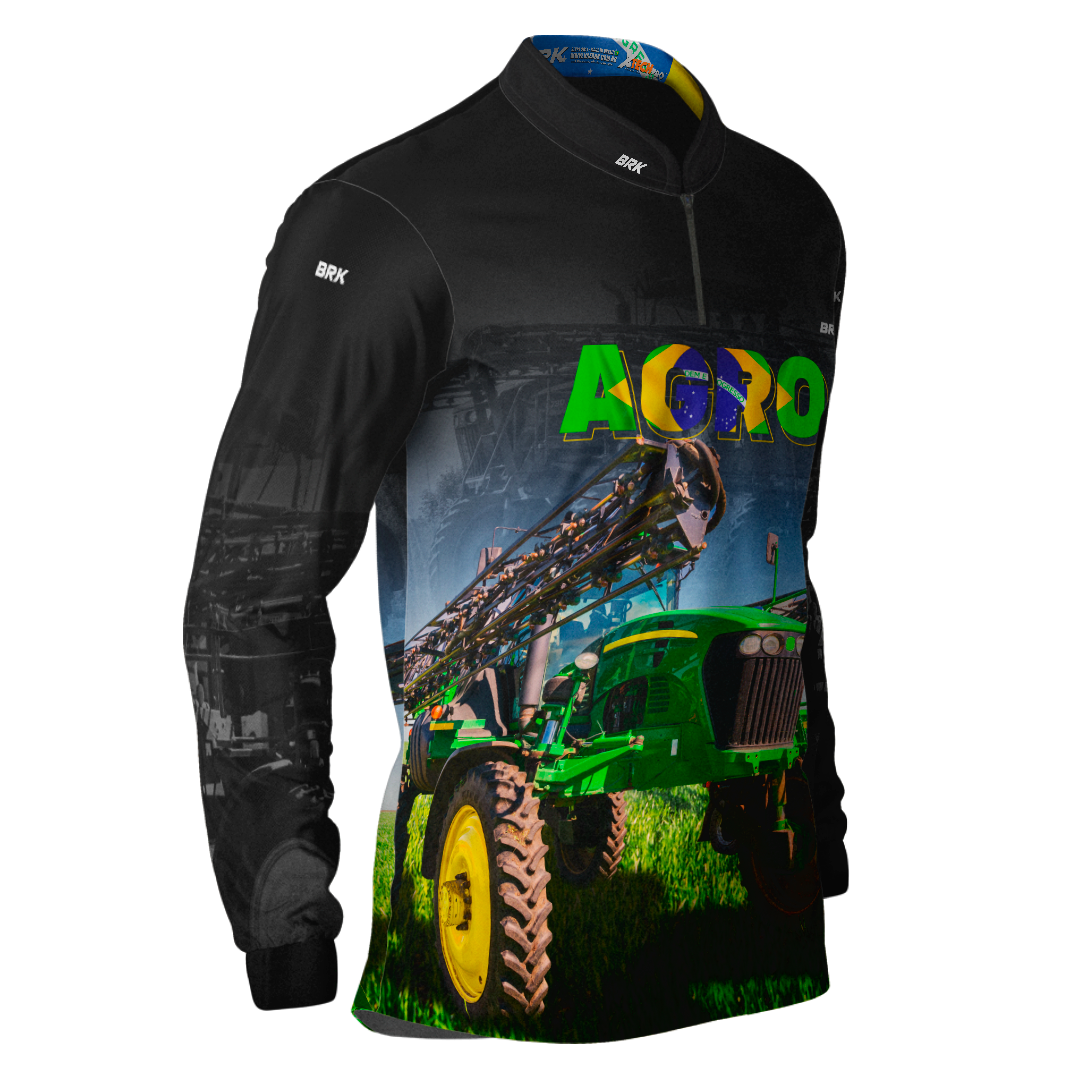 Camisa Agro Brk Preta Agro Pulverizador com UV50+ - Brk Agro