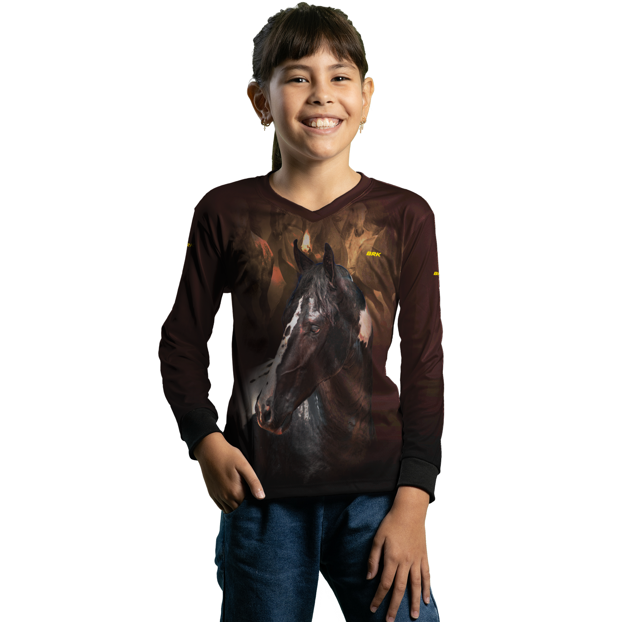 Camisa Agro Brk Marrom e Preto Mangalarga com UV50+ - BRK AGRO