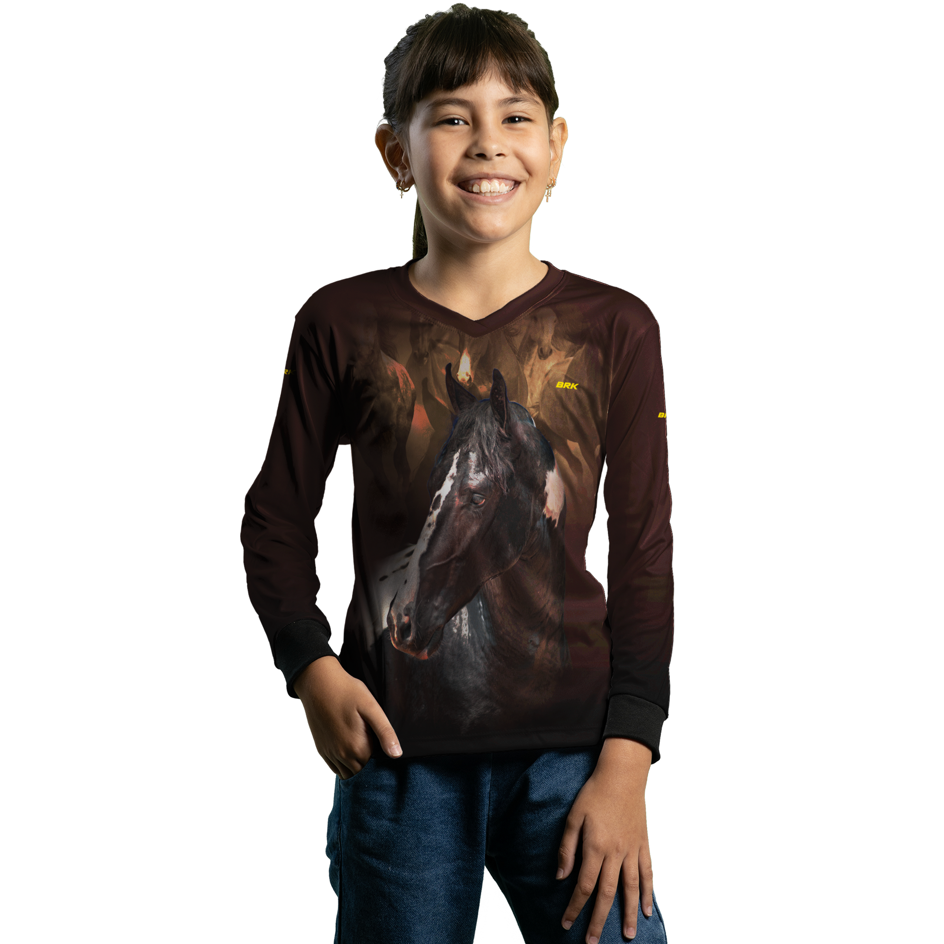 Camisa Agro Brk Marrom e Preto Mangalarga com UV50+ - BRK AGRO