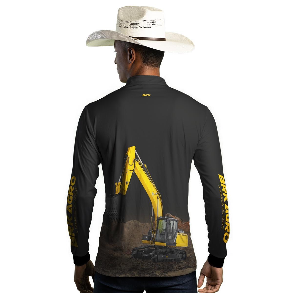 Camisa Agro Brk Amarela e Preta Escavadeira com UV50+ - Brk Agro