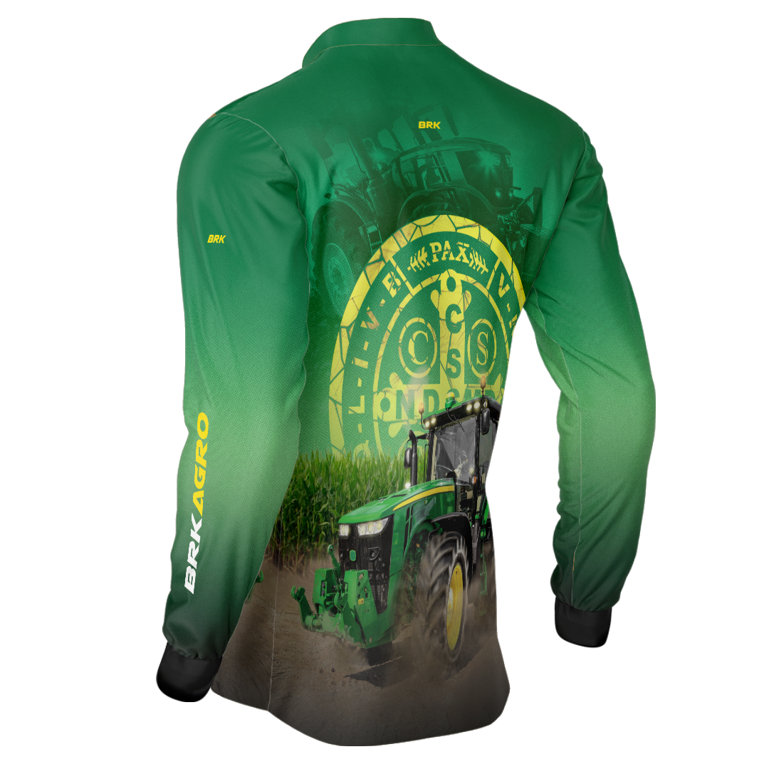 Camisa Agro Brk Trator São Bento Verde com Proteção Solar UV50+ - BRK AGRO