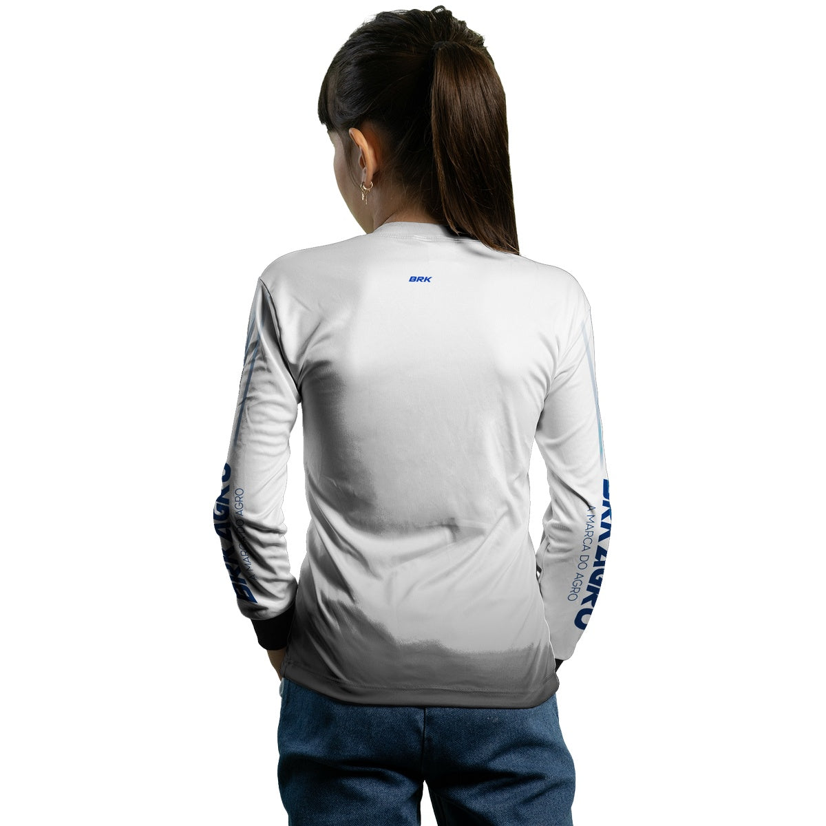 Camisa Infantil Agro Brk Básica Branca e Azul com Proteção Solar UV50+ - Brk Agro