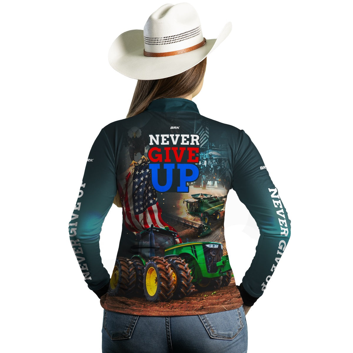 Camisa Agro Brk Never Give Up Trator Verde com Proteção Solar UV50+ - Brk Agro