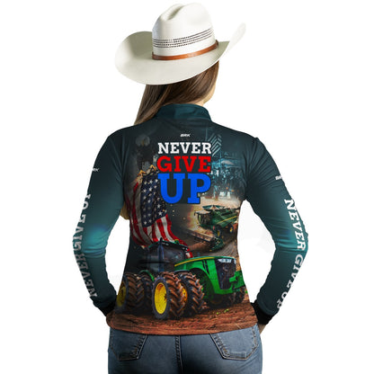 Camisa Agro Brk Never Give Up Trator Verde com Proteção Solar UV50+ - Brk Agro