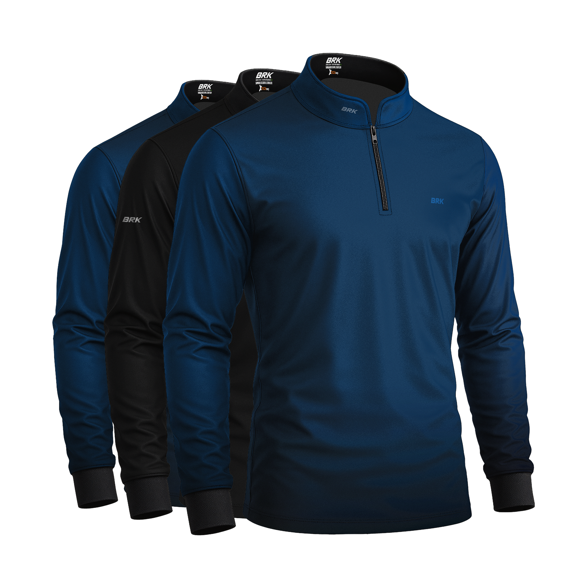 Kit Uniforme 3 Camisas Térmicas com Proteção Solar Azul e Preta - Brk Agro