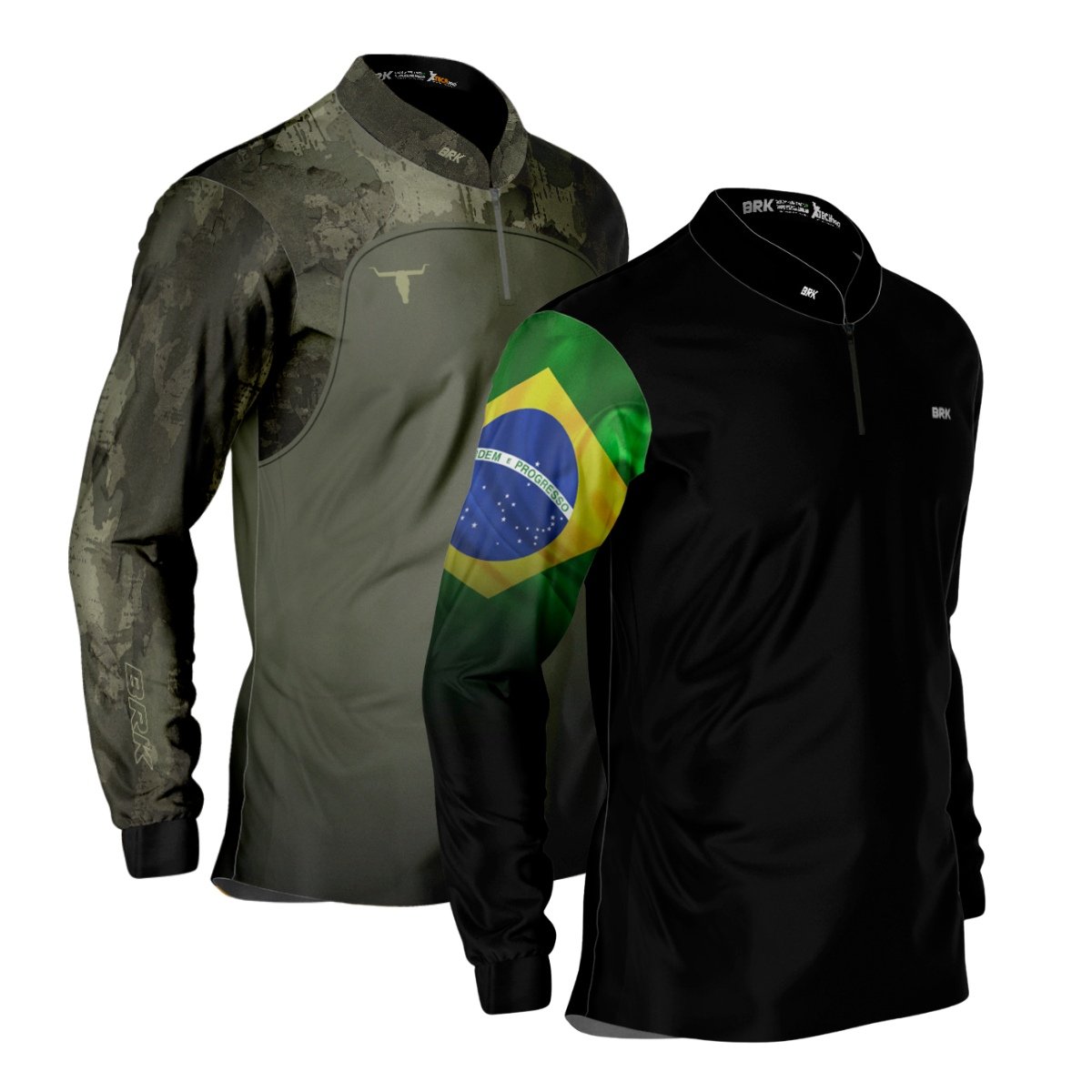 Kit 2 Camisas Básicas Brk Brasil Long Horn Verde com UV50+ - Brk Agro
