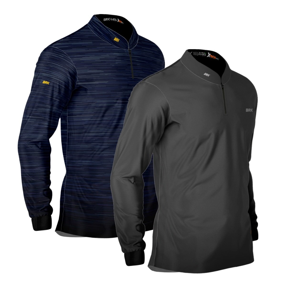 Kit 2 Camisas Básicas Brk Mescla Azul e Cinza com Proteção UV50+ - Brk Agro