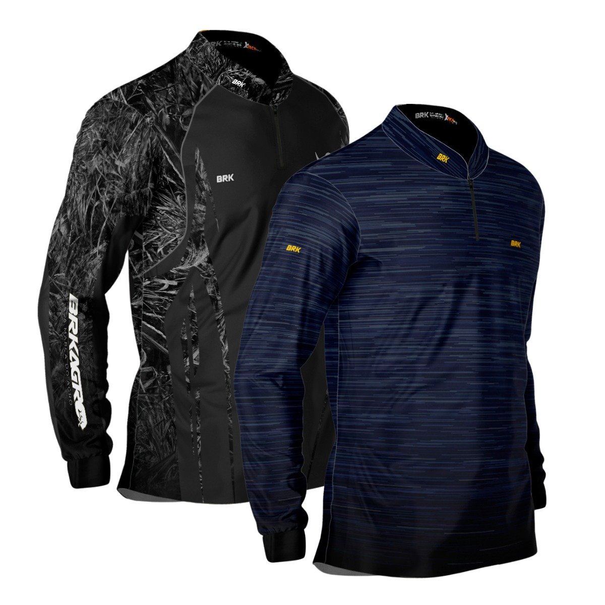 Kit 2 Camisas Básicas Brk Camu Cinza e Mescla Azul com Proteção UV50+ - Brk Agro