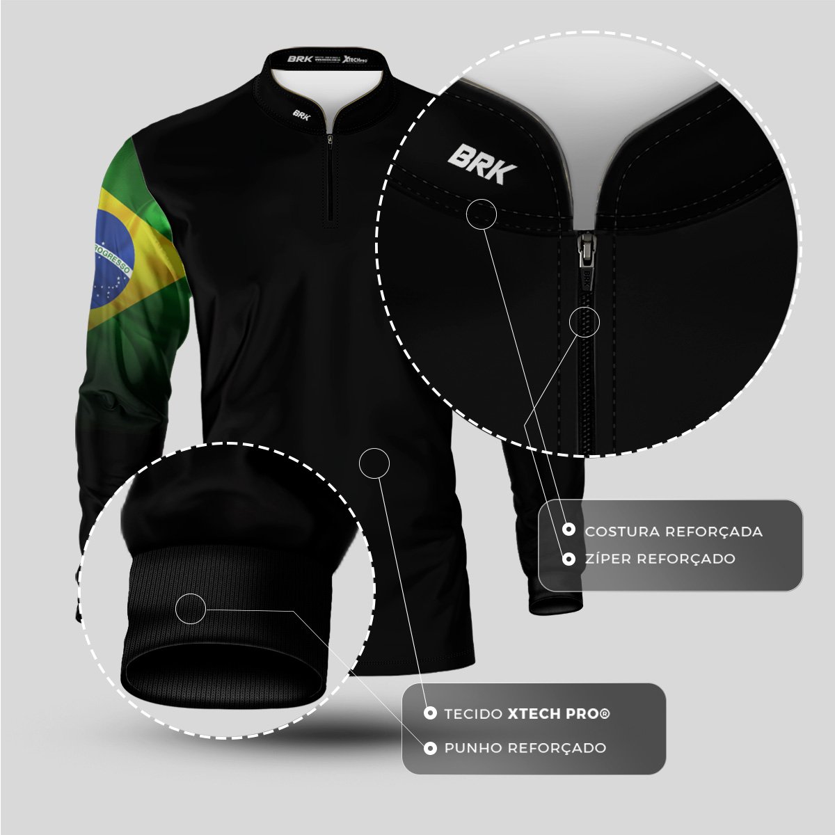 Kit Casal Camisas UV50+ Brk Bandeira do Brasil - Brk Agro