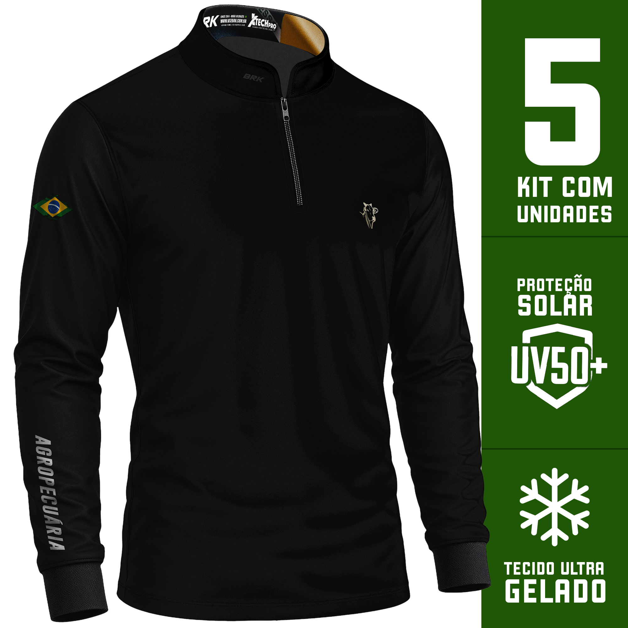 Kit 5 Camisas UV50 Manga Longa Agropecuária Uniforme para o Campo - Brk Agro