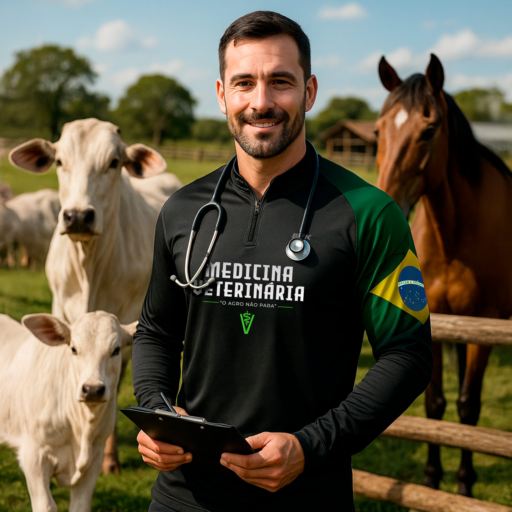 Kit 5 Camisas Medicina Veterinária com Proteção Solar UV50+ - Brk Agro