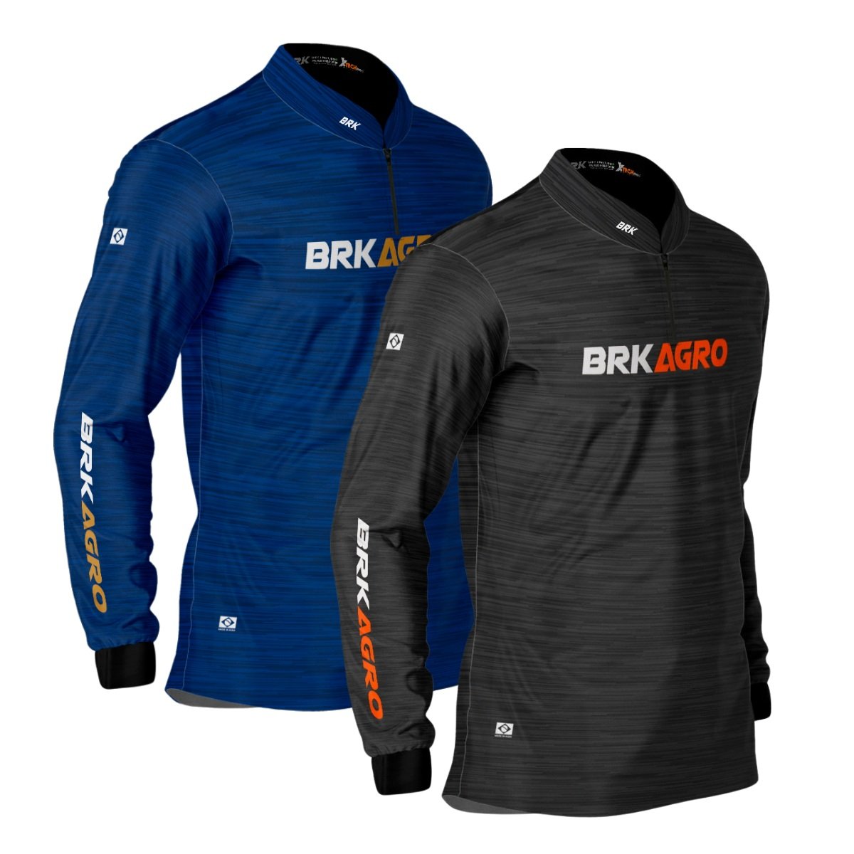 Kit 2 Camisas Básicas Brk Mescla Azul e Cinza com Proteção UV50+ - Brk Agro