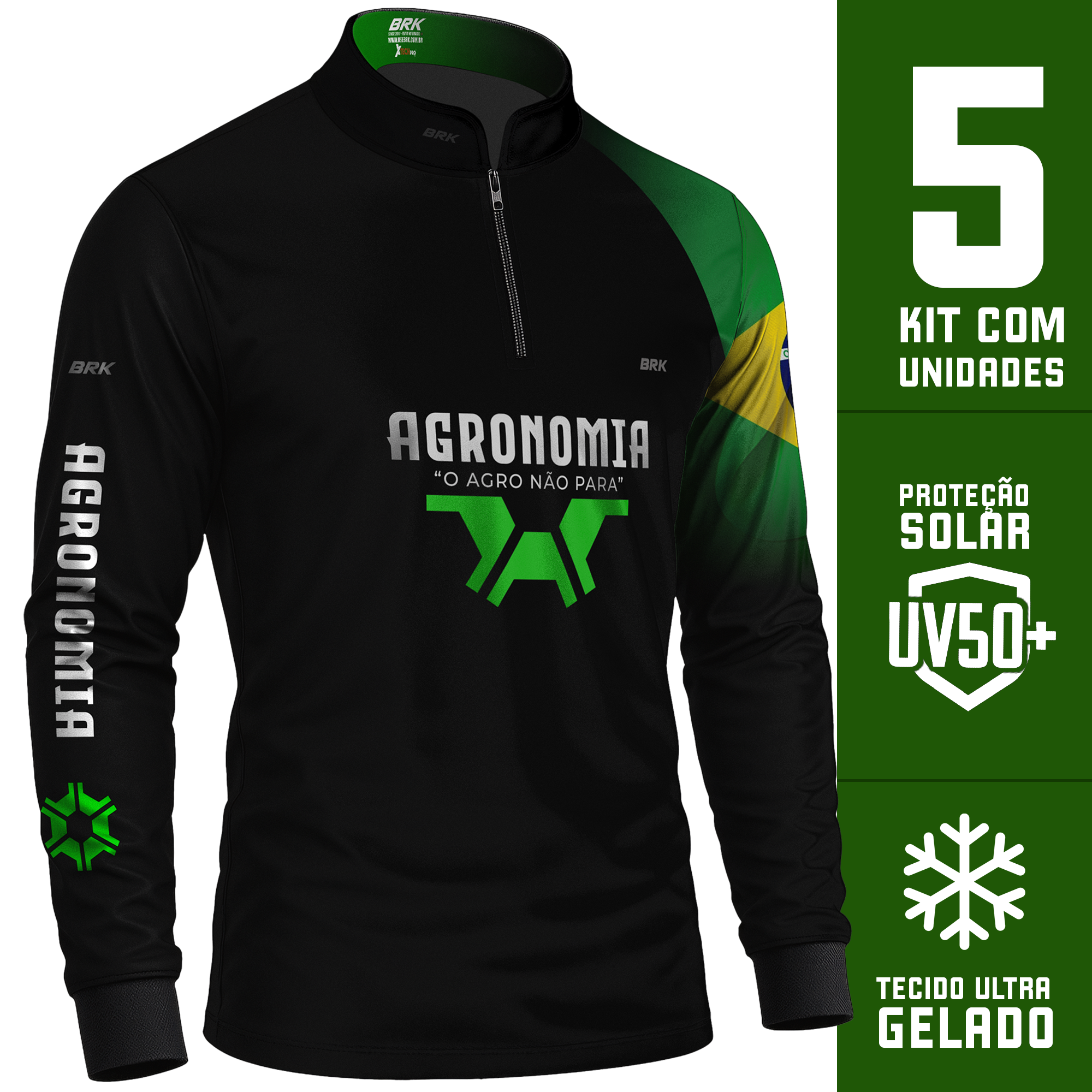 Kit 5 Camisas UV50 Manga Longa Agronomia Uniforme para o Campo - Brk Agro