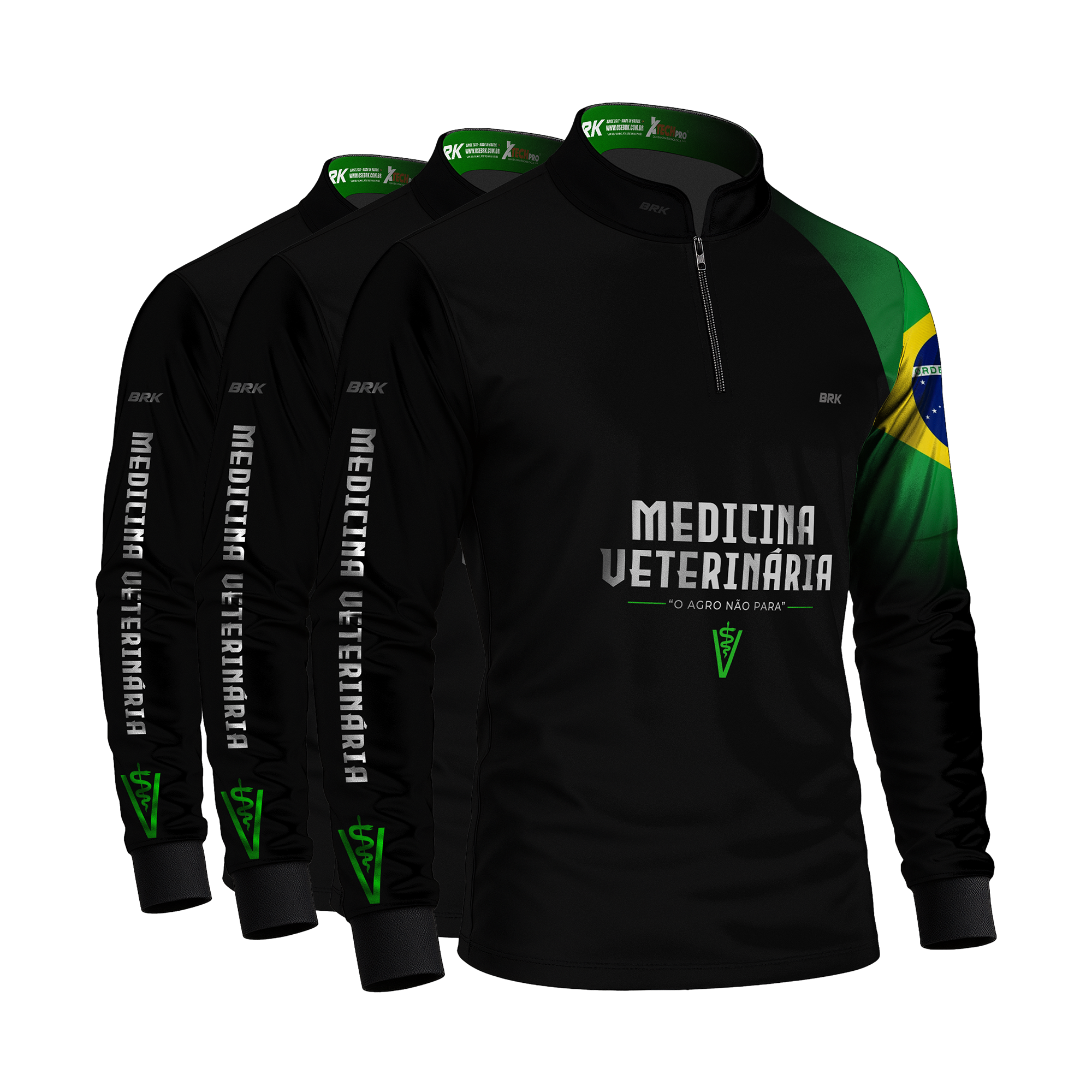 Kit 3 Camisas UV50 Uniforme Medicina Veterinária Manga Longa - Brk Agro