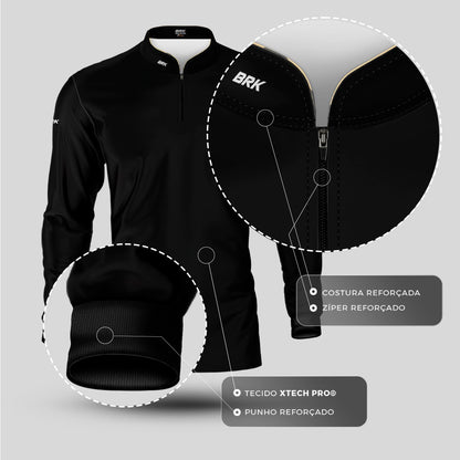 Kit Uniforme 3 Camisas Térmicas com Proteção Solar Azul e Preta - Brk Agro