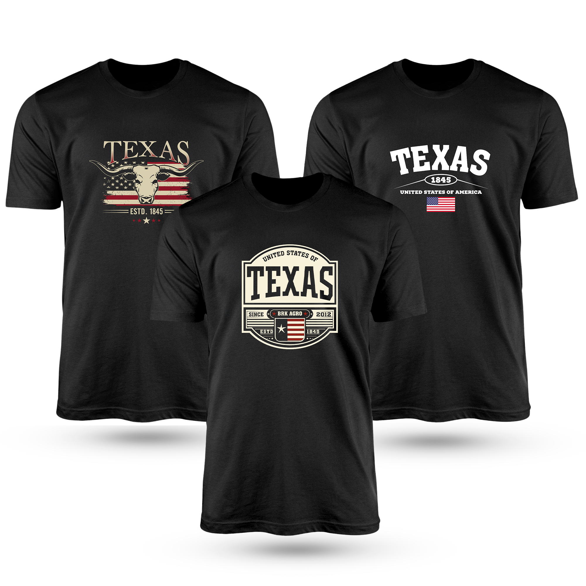 Kit Com 3 Camisetas De Algodão Coleção Texas - Brk Agro