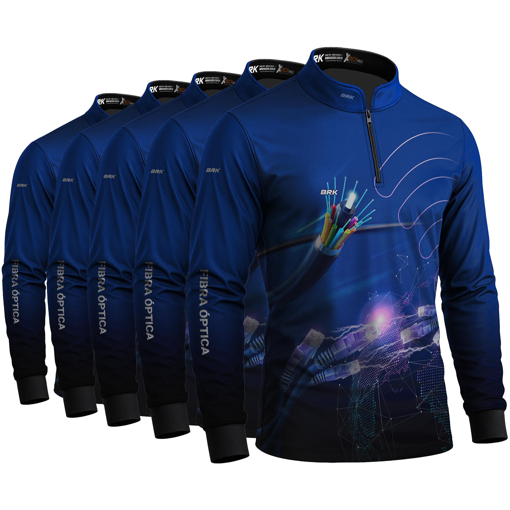 Kit 5 Camisas Tecnologia Fibra Óptica com Proteção Solar UV50+ - Brk Agro