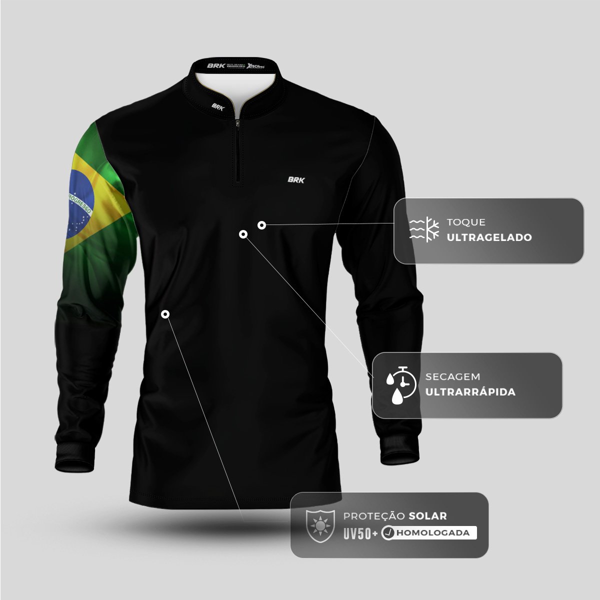 Kit Casal Camisas UV50+ Brk Bandeira do Brasil - Brk Agro