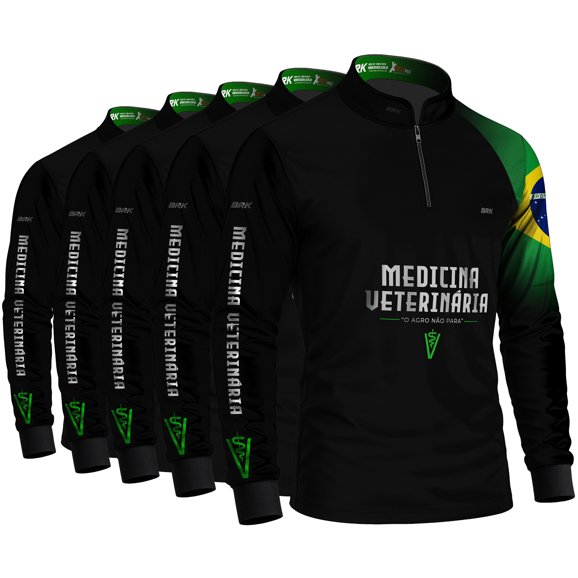 Kit 5 Camisas Medicina Veterinária com Proteção Solar UV50+ - Brk Agro