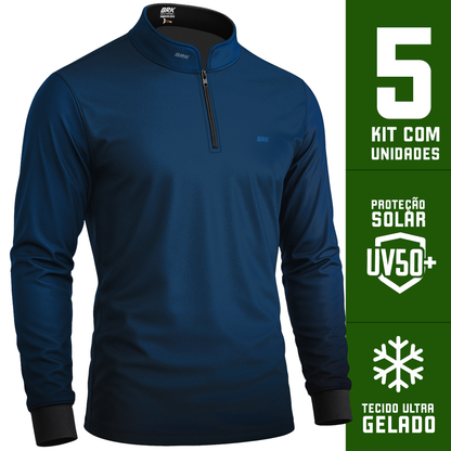 Kit 5 Camisas Térmicas Uniforme Manga Longa Basic Azul Naval - Brk Agro
