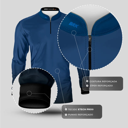 Kit Uniforme 3 Camisas Térmicas com Proteção Solar Preta e Azul - Brk Agro
