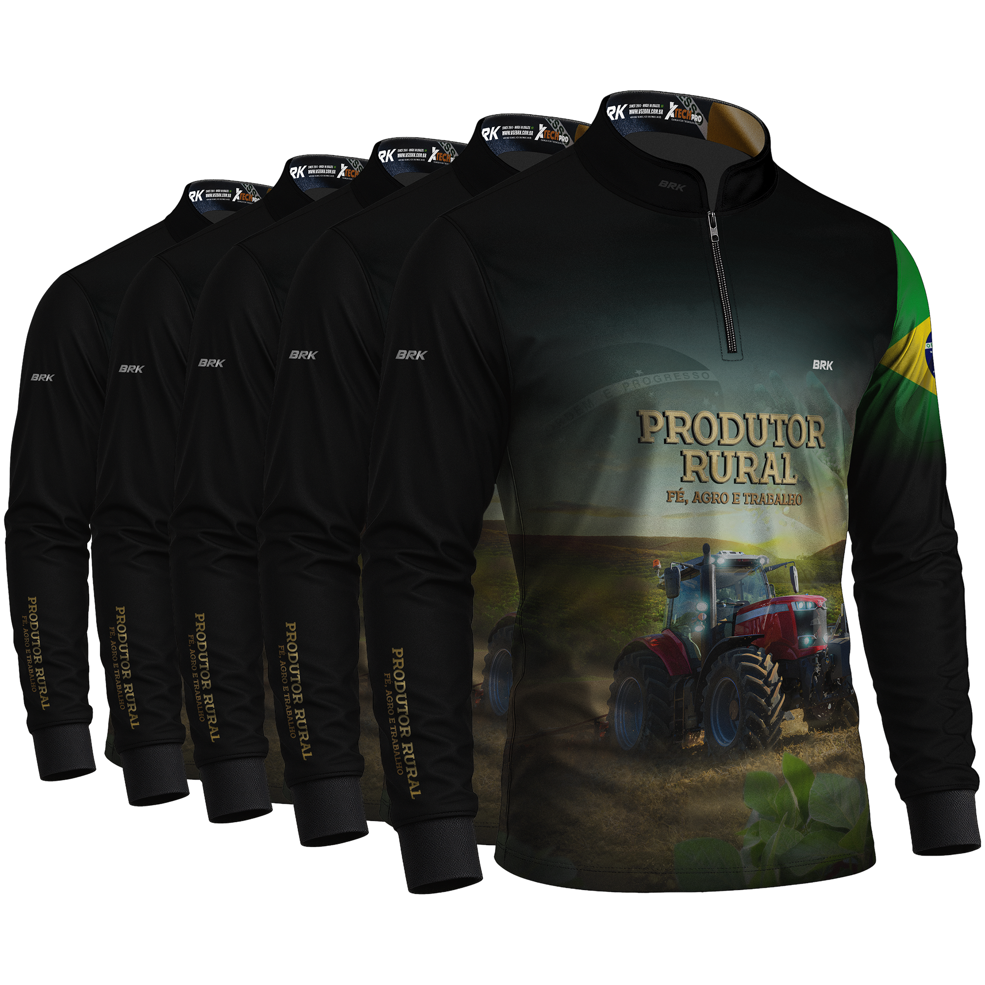 Kit 5 Camisas Produtor Rural com Proteção Solar UV50+ - Brk Agro