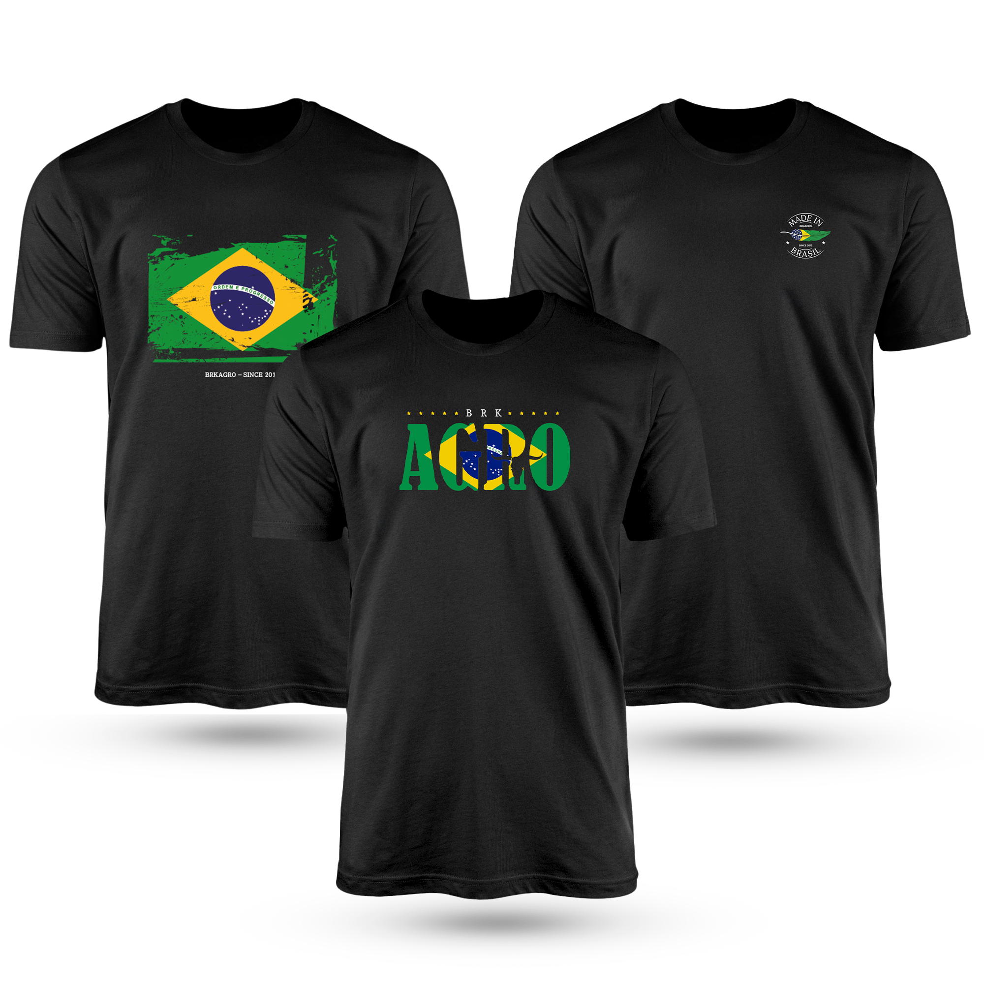 Kit Com 3 Camisetas De Algodão Coleção Brasil - Brk Agro