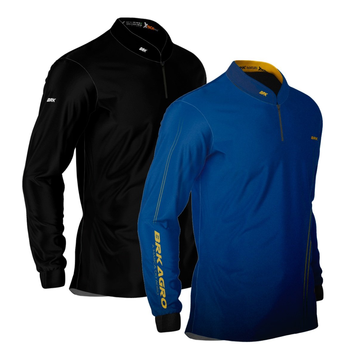Kit 2 Camisas Básicas Brk Azul e Preta com Proteção UV50+ - Brk Agro
