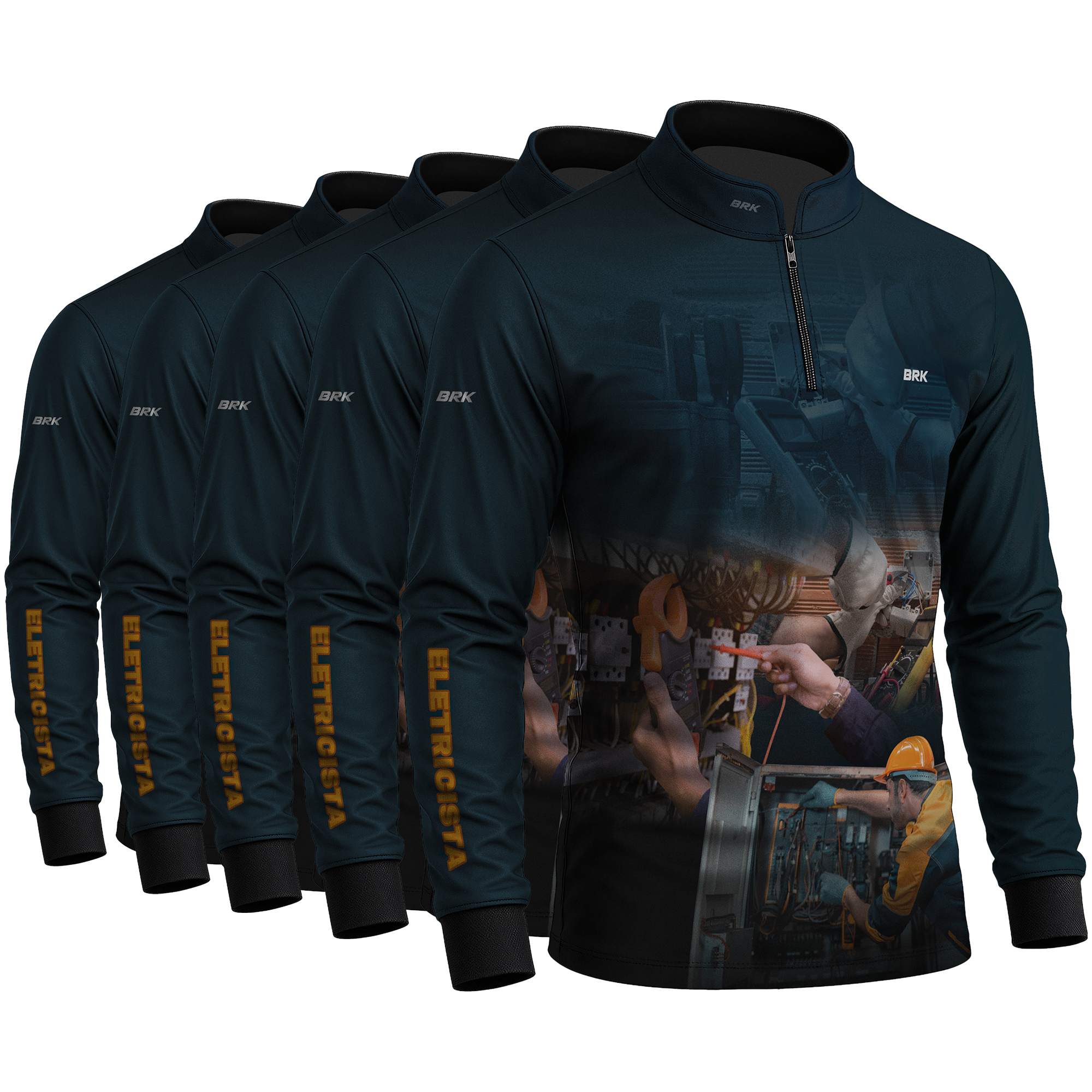 Kit 5 Camisas Uniforme Eletricista Manga Longa com Proteção UV50 - Brk Agro