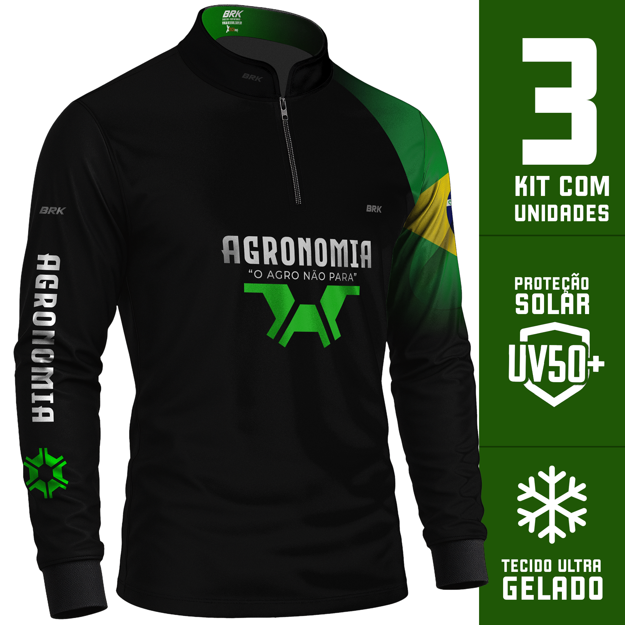 Kit Uniforme 3 Camisas Agronomia com Proteção UV50 - Brk Agro