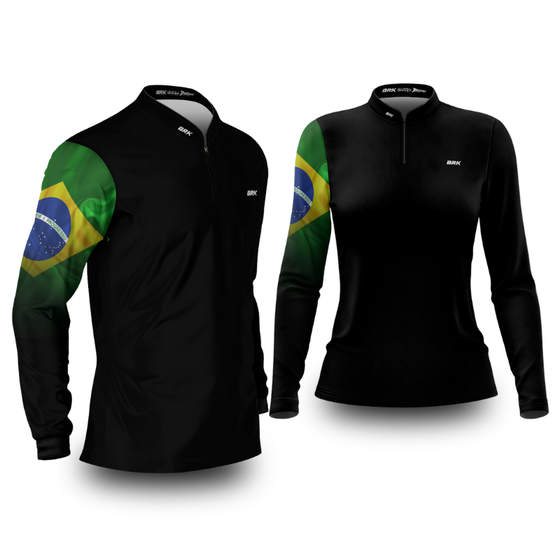 Kit Casal Camisas UV50+ Brk Bandeira do Brasil - Brk Agro