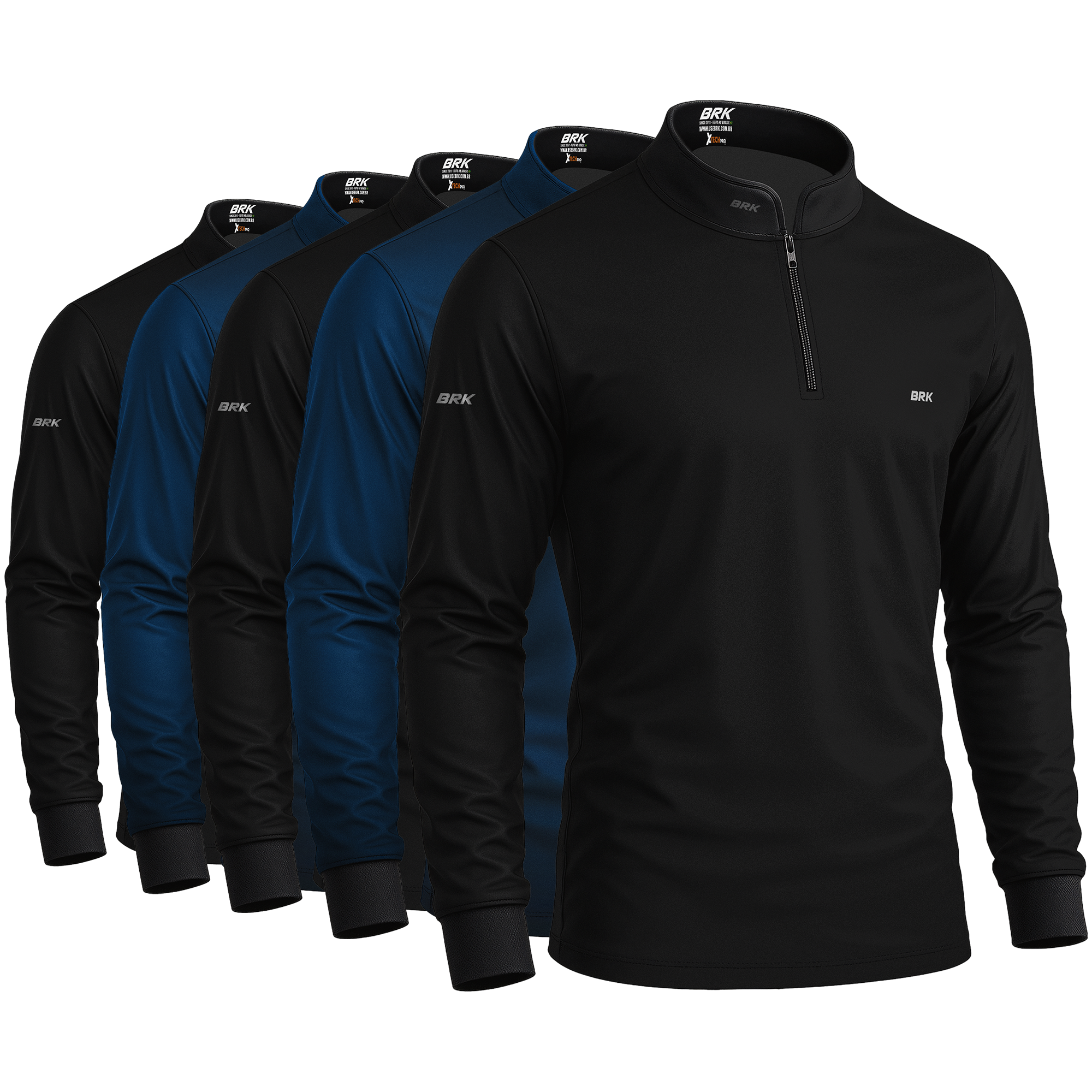 Kit 5 Camisas Básica Cores Preto e Azul com Proteção UV50+ - Brk Agro