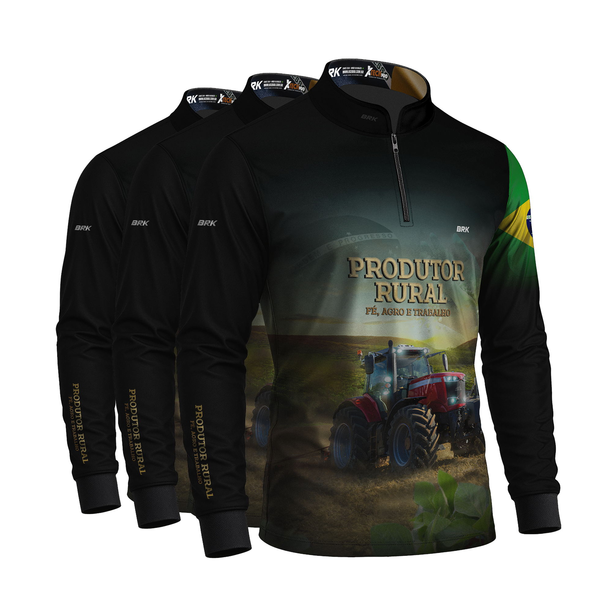 Kit 3 Camisas Produtor Rural com Proteção Solar UV50+ - Brk Agro