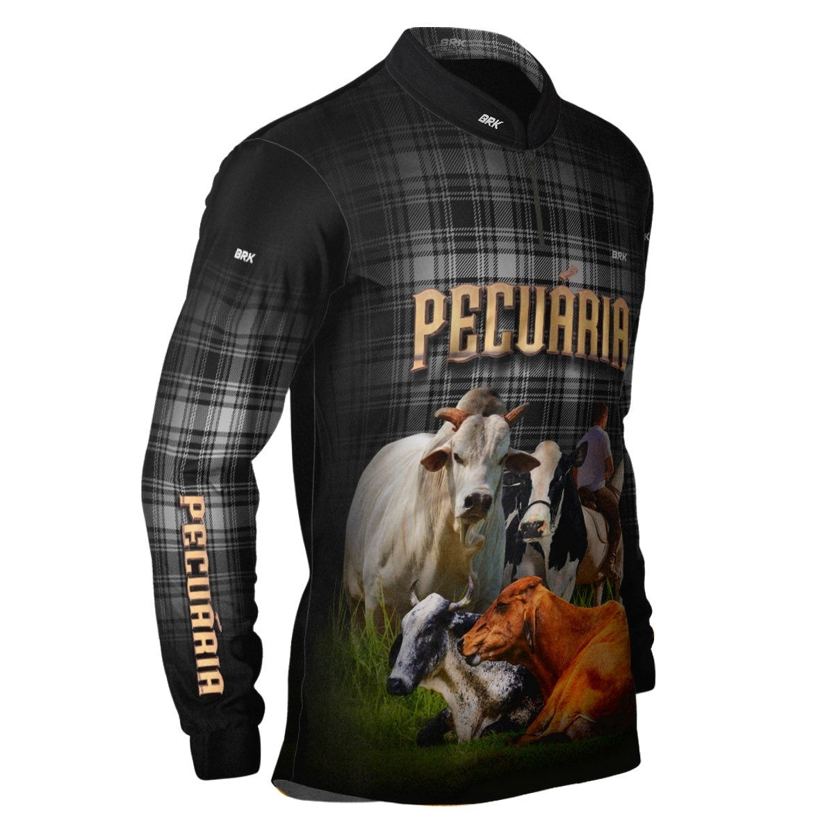 Camisa Agro Brk Country Xadrez Preta Pecuária com Proteção Solar UV50+ - BRK AGRO