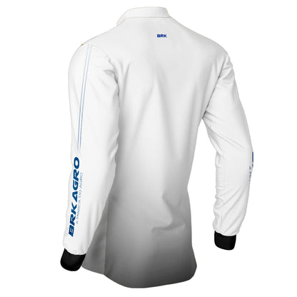 Camisa Agro Brk Básica Branca e Azul com Proteção Solar UV50+ - Brk Agro