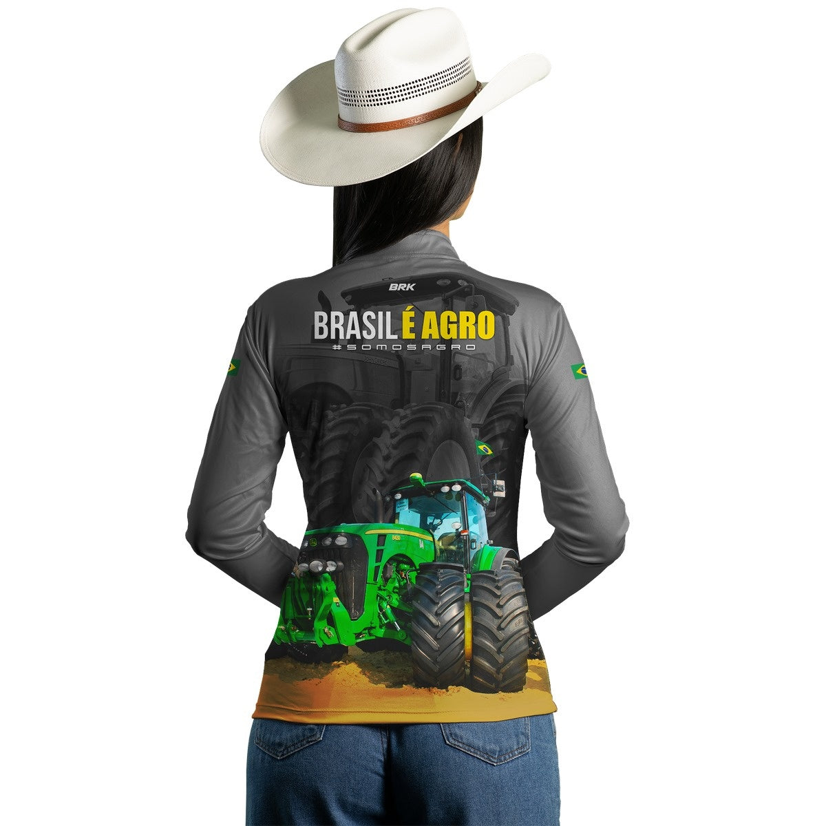 Camisa Agro Brk Cinza Brasil é Agro com Proteção Solar UV50+ - Brk Agro