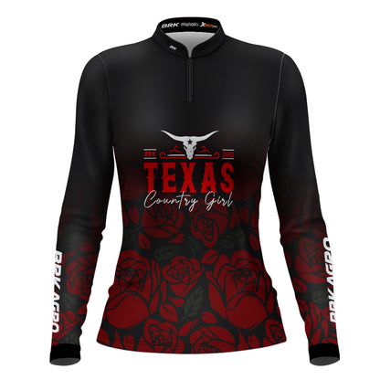 Camisa Agro Brk Feminina Texas Country Girl Preta com Proteção com Proteção Solar UV50+ - BRK AGRO