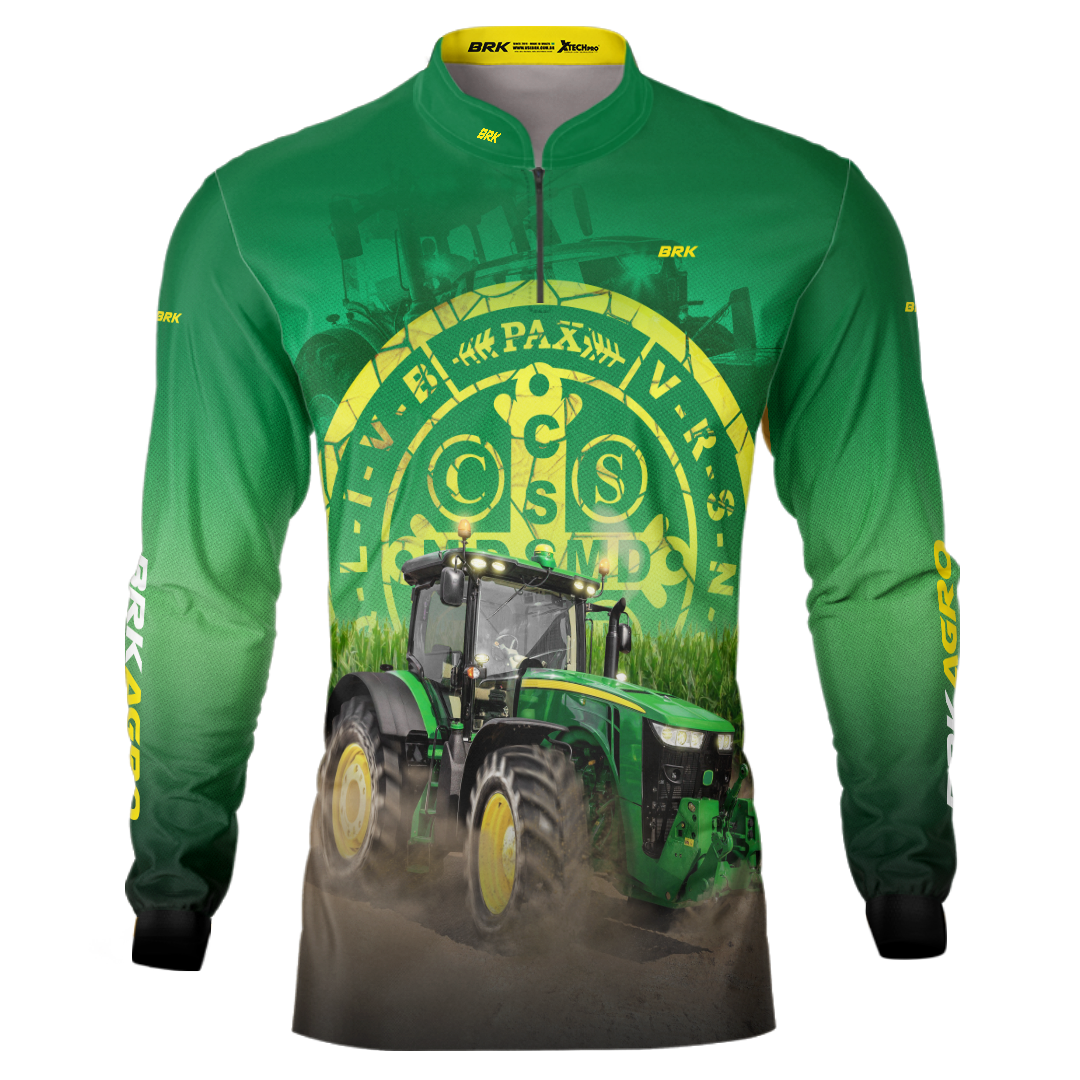 Camisa Agro Brk Trator São Bento Verde com Proteção Solar UV50+ - BRK AGRO