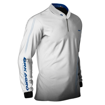 Camisa Agro Brk Básica Branca e Azul com Proteção Solar UV50+ - Brk Agro