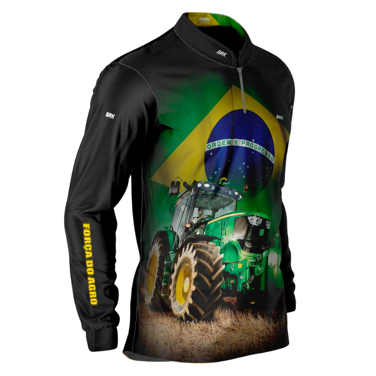 Camisa Agro Brk Trator Verde Brasil Com Proteção Solar UV50+ Envio Imediato - Brk Agro